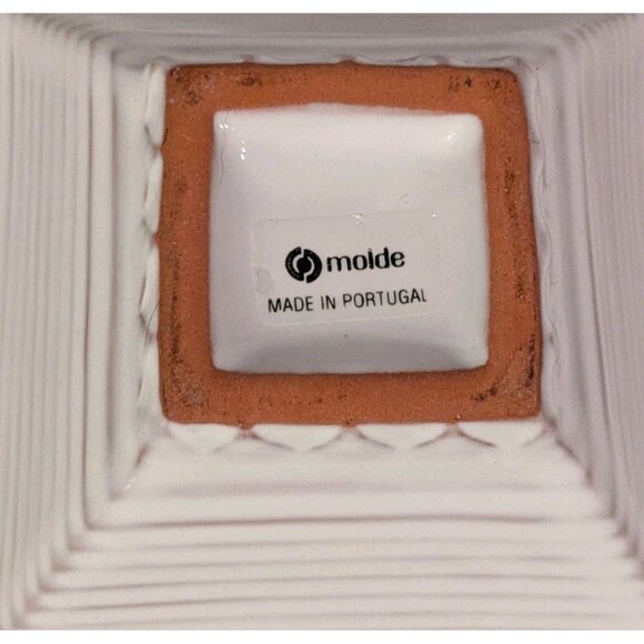 Pottery Bowl Molde Portugal Dish Ribbed Square Decorative Ceramic Geometric 2.5" - Picture 3 of 16